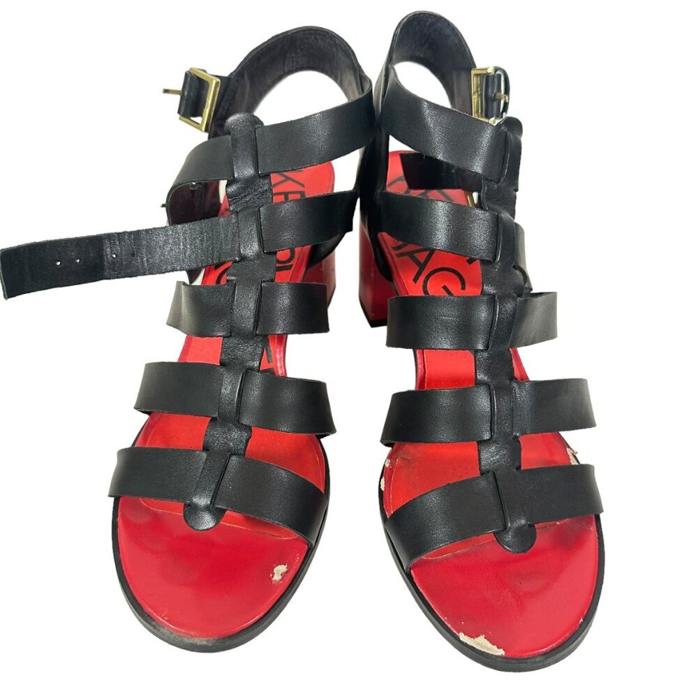 Killer Red soles, chunky heels and black straps sandals by brand Kelsi Dagger - Picture 2 of 8